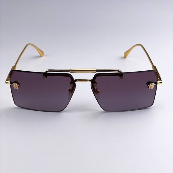 Versace VE2245 10028H Sunglasses Gold Violet Rectangle Unisex - Picture 3 of 10